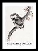 Plakat 13x18cm Design Japanese Owl, Hokusai Vintage do Salonu