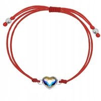 Srebrna bransoletka dla dziewczynki na sznurku sznurkowa serce srebro 925