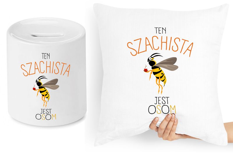 Dla Szachisty Zestaw Poduszka + Skarbonka Z Nadrukiem Ze Zdjęciem zdjęcie 1