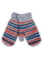 Rękawiczki chłopięce jednopalczaste dwuwarstwowe w paski 12 YOCLUB