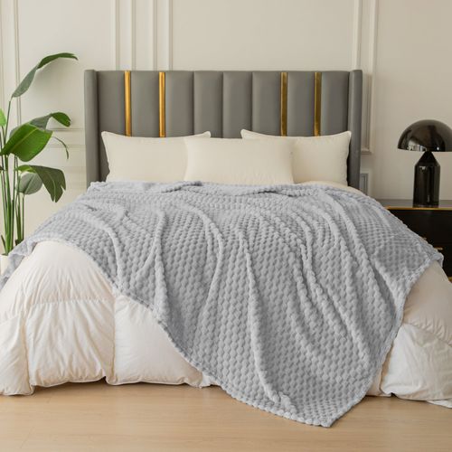 Miękki Koc Szachownica 200X220 - Jasnoszary na Arena.pl