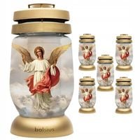 Bolsius Znicz Lampion Znicze Szklane ANIOŁ z wkładem parafinowym 36h 6 szt