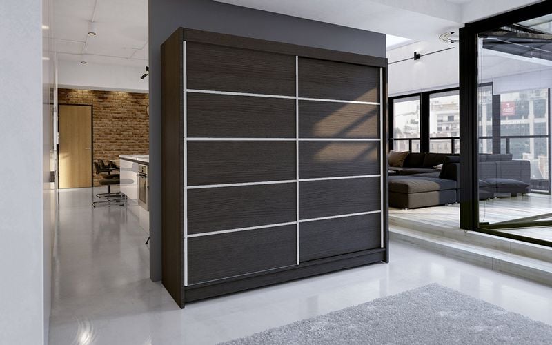 Szafa przesuwna Talin IV 180cm - pojemna garderoba - CHOCO zdjęcie 2