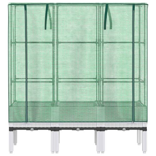 Podwyższona donica ze szklarnią, wygląd rattanu, 120x40x140 cm na Arena.pl