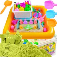 PIASKOWNICA + PIASEK KINETYCZNY 3KG LIMONKOWY+ FOREMKI, ZABAWKA SENSORYCZNA