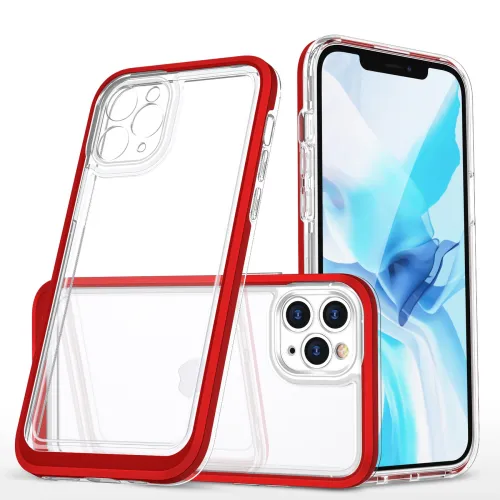 Clear 3in1 etui do iPhone 11 Pro Max żelowy pokrowiec z ramką czerwony na Arena.pl