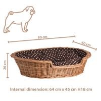 POPPY WIKLINOWE OWALNE LEGOWISKO DLA ZWIERZĄT KOSZ DLA PSA 80X60 H20 / ROZMIAR WEWNĘTRZNY 64X45 H18 CM