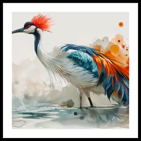 Plakat 60x60cm Żuraw w Akwareli zdjęcie 3
