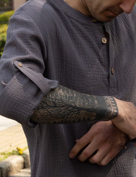 Szara koszula w stylu boho zdjęcie 2