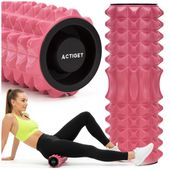 Roller do masażu z wypustkami, wałek piankowy, masażer średnio twardy, różowy