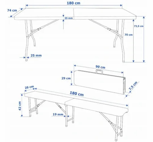 STÓŁ ROZKŁADANY OGRODOWY CATERINGOWY SKŁADANY WALIZKA GRATIS + 2 ŁAWKI na Arena.pl