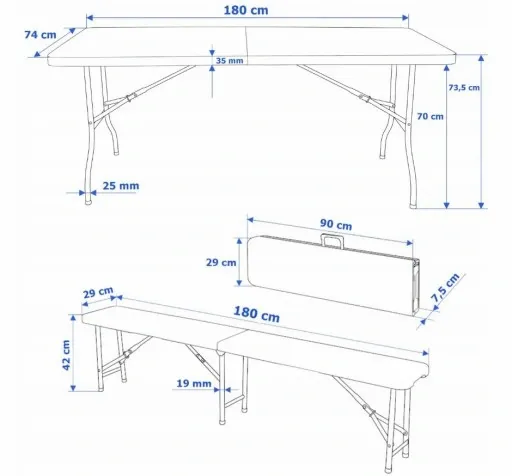 STÓŁ ROZKŁADANY OGRODOWY CATERINGOWY SKŁADANY WALIZKA GRATIS + 2 ŁAWKI zdjęcie 2