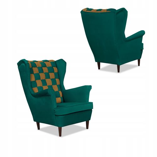 Zestaw uszak CAROL DUO sofa fotele zielono - brązowy na Arena.pl