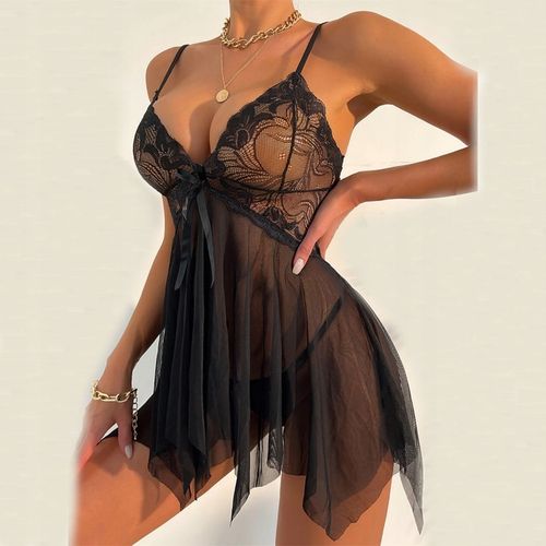 SEKSOWNA KOSZULKA NOCNA DAMSKA KORONKOWA PIŻAMA KORONKA STRINGI WALENTYNKI na Arena.pl