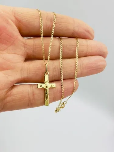 ZŁOTY ŁAŃCUSZEK 585 Krzyżyk KOMUNIA CHRZEST na Arena.pl