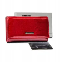 portfel damski skórzany cavaldi czerwony wzór
