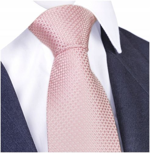 NATURALNY JEDWAB 100% Żakardowy Krawat Męski do garnituru Różowy GREG kj40 na Arena.pl