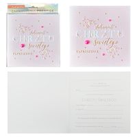 Zaproszenie na Chrzest Święty - różowe