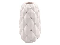 Biały wazon ceramiczny pikowany z kryształkami glamour