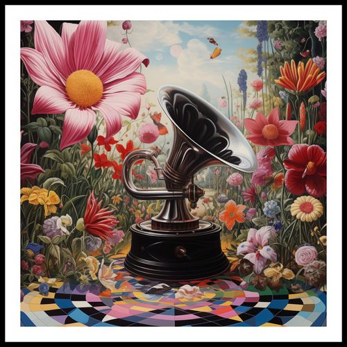 Plakat 60x60cm Gramofon w Kwiatach na Arena.pl