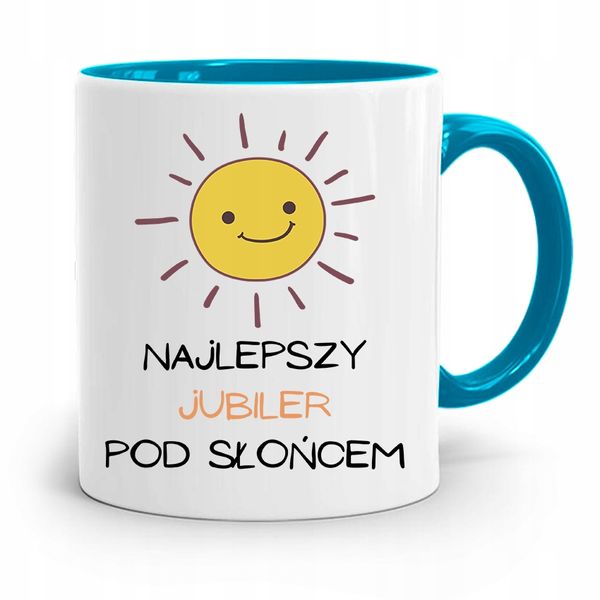 Dla Jubilera Kubek Błękitny Najlepszy Pod Słońcem Z Nadrukiem Ze Zdjęciem zdjęcie 1