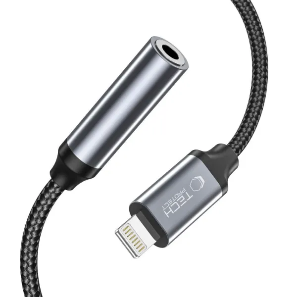 Adapter Tech-Protect UltraBoost Lightning / mini jack 3.5mm - czarny zdjęcie 1