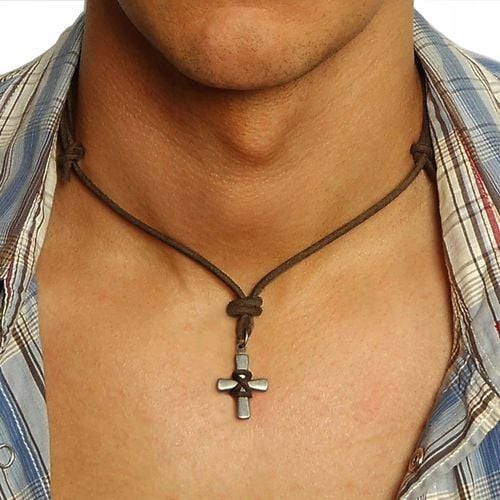 NASZYJNIK MĘSKI WISIOREK KRZYŻYK AUSTRALIA REGULACJA DŁUGOŚCI KRZYŻ RZEMIEŃ na Arena.pl