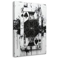 Obraz do biura salonu pokoju, Karty Król Pik Hazard Czarno Biała