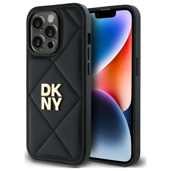 Etui DKNY Quilted Stack Logo na iPhone 14 Pro - czarne zdjęcie 1