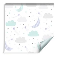 Tapeta Dla Dzieci - Gwiazdki i Księżyce w Pastelowych Kolorach