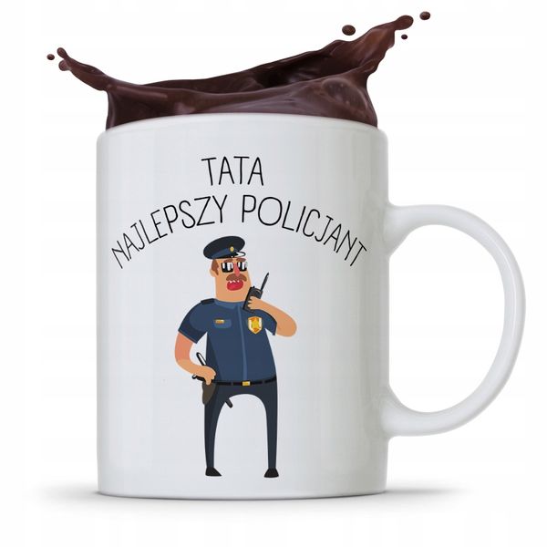 Kubek Na Dzień Ojca Dla Taty Najlepszy Policjant Z Nadrukiem Ze Zdjęciem zdjęcie 1