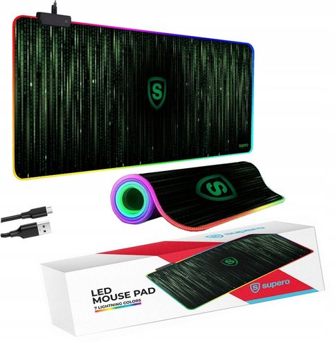 Podkładka pod myszkę gamingowa mysz xxl duża klawiaturę RBG świecąca 80x30 na Arena.pl