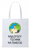 Torba Biała Eco Shopper Dla Technika Prezent Z Nadrukiem Ze Zdjęciem
