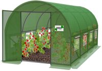 TUNEL FOLIOWY OGRODOWY 4 SEGMENTOWY ZIELONY 6x3x2M Z DRZWIAMI NA ZAWIASIE