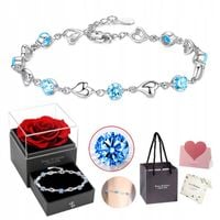 BRANSOLETKA Srebrna Damska DIAMENTOWANA Włoska Serce CYRKONIA