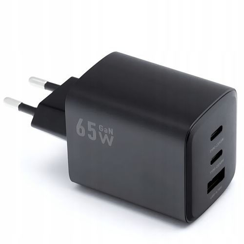 ŁADOWARKA SIECIOWA SZYBKA 65W GaN USB 2x USB-C PD QC 4.0 MOCNA UNIWERSALNA na Arena.pl