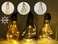 lampion szklany żarówka 17x9cm, z drucikiem LED