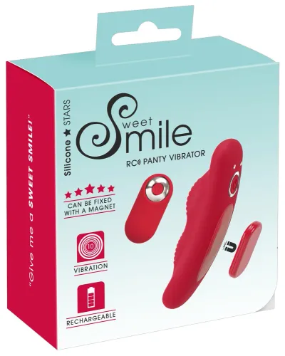 sweet smile rc panty vibrator czerwony, pilot, magnes, 10 trybow, 9,7 cm na Arena.pl