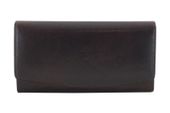 Skórzany portfel damski - Barberini's - Brązowy ciemny