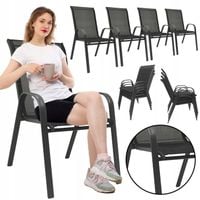 4SZT WYGODNE METALOWE NOWOCZESNE KRZESŁO OGRODOWE BALKON MAJORKA 4X CZARNE