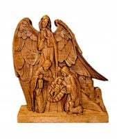 DREWNIANA SZOPKA BOŻONARODZENIOWA ANIOŁ STRÓŻ ŚWIĘTA RODZINA
