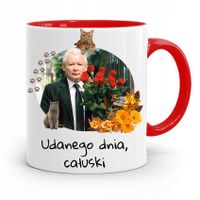 Kubek Czerwony Śmieszny Pis Jarosław Kaczyński Z Nadrukiem Ze Zdjęciem