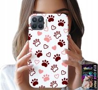 ETUI DO OPPO RENO 4 LITE - PSIE ŁAPKI NA BIAŁYM TLE, PIES, KOT, MIŚ