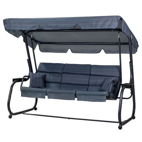 HUŚTAWKA OGRODOWA ines B 3-OSOBOWA GRAFITOWA Z MOSKITIERĄ I ROZKŁADANYM OPARCIEM na Arena.pl