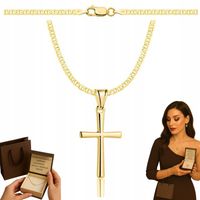 ZŁOTY PEŁNY ŁAŃCUSZEK DAMSKI GUCCI Z KRZYŻYKIEM PR 585 925 + GRAWER GRATIS