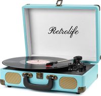 GRAMOFON WINYLOWY RETROLIFE Z GŁOŚNIKAMI WALIZKA BLUETOOTH AUX VINTAGE
