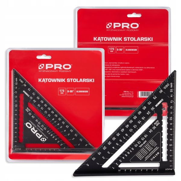 KĄTOWNIK STOLARSKI CIESIELSKI ALUMINIOWY PRZYMIAR KĄTOMIERZ BUDOWLANY 175mm zdjęcie 6