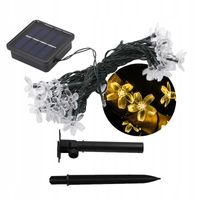 Lampki SOLARNE Ogrodowe KOMPLET 5metrów 20Kwiatki CIEPŁE BIAŁE Ozdobne