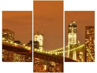 70 90CM OBRAZ 3 ELEM BROOKLYN BRIDGE WTC ŚCIENNY PŁÓTNO