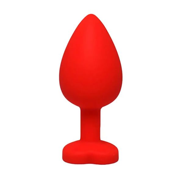 Red Large Heart-Shaped Butt Plug With White Crystal zdjęcie 2